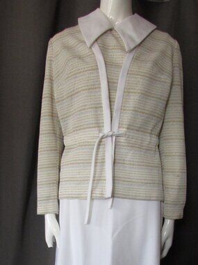 1970 Era Vintage Maxi Dress Matching Jacket Gold Silver Metallic